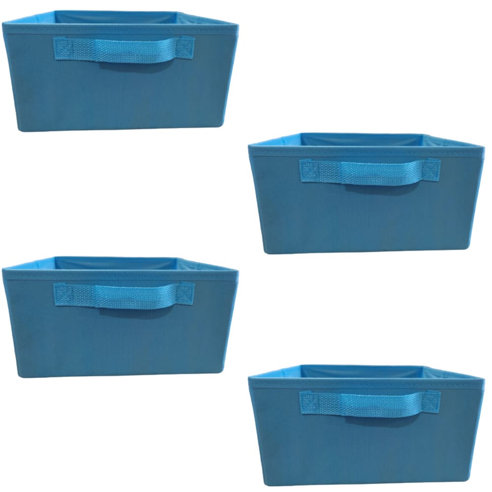 Kit 4 Caixas Organizadora Colorida Com Puxador Alça Porta Treco Closet Armário