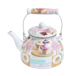Chaleira Esmaltada Em Ferro Com Tampa e Cabo Em Porcelana Charm 2,5L Italy
