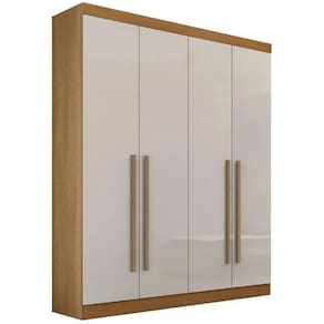 Guarda Roupa Da Vinci Casal 4 Portas 3 Gavetas D Doro Cinamomo Off White
