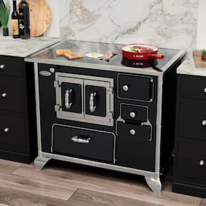 Fogão a Lenha N2 Gabinete Porta Dupla Vitroceramico L/e Preto