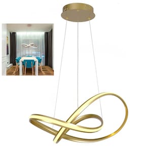 Lustre Pendente 3000K LED Iluminaçao Arco Infinito Sala Recepçao Hall de Entrada Hotel Residencial Comercial Ambiente