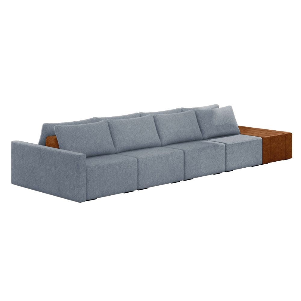Sofá Ilha 4 Lugares Living 432cm Modulado para Sala Lary Linho K01 - D`Rossi
