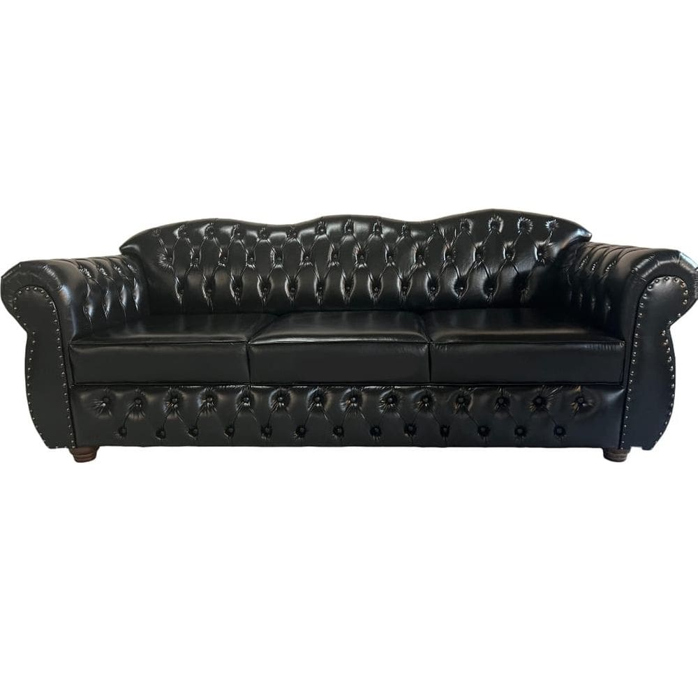 1 SOFÁ CHESTERFIELD CAPITONE IMPERATRIZ - TAMANHO 2.30M - CORANO PRETO / sala - recepção - barbearia - decoração - TV