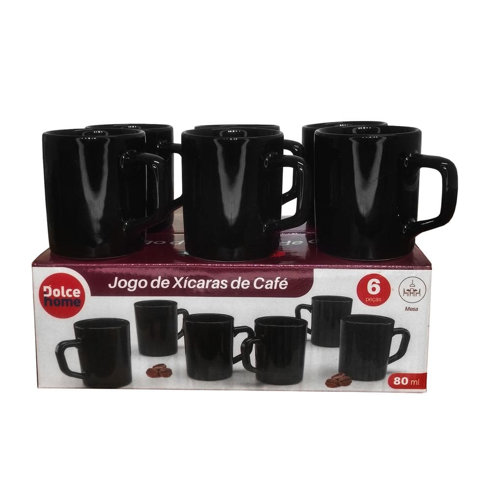 Xícara De Café Preta 6 Peças 80 Ml D0CA53