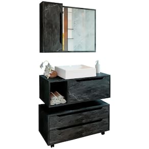 Conjunto 4 Peças Banheiro Bn3600x43x44x45 Marmore Lunar