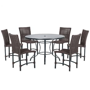 Mesa Ascoli 120 Cm com 6 Cadeiras Cannes de Alumínio, Pintura Preta e Trama Tela de Corda Náutica