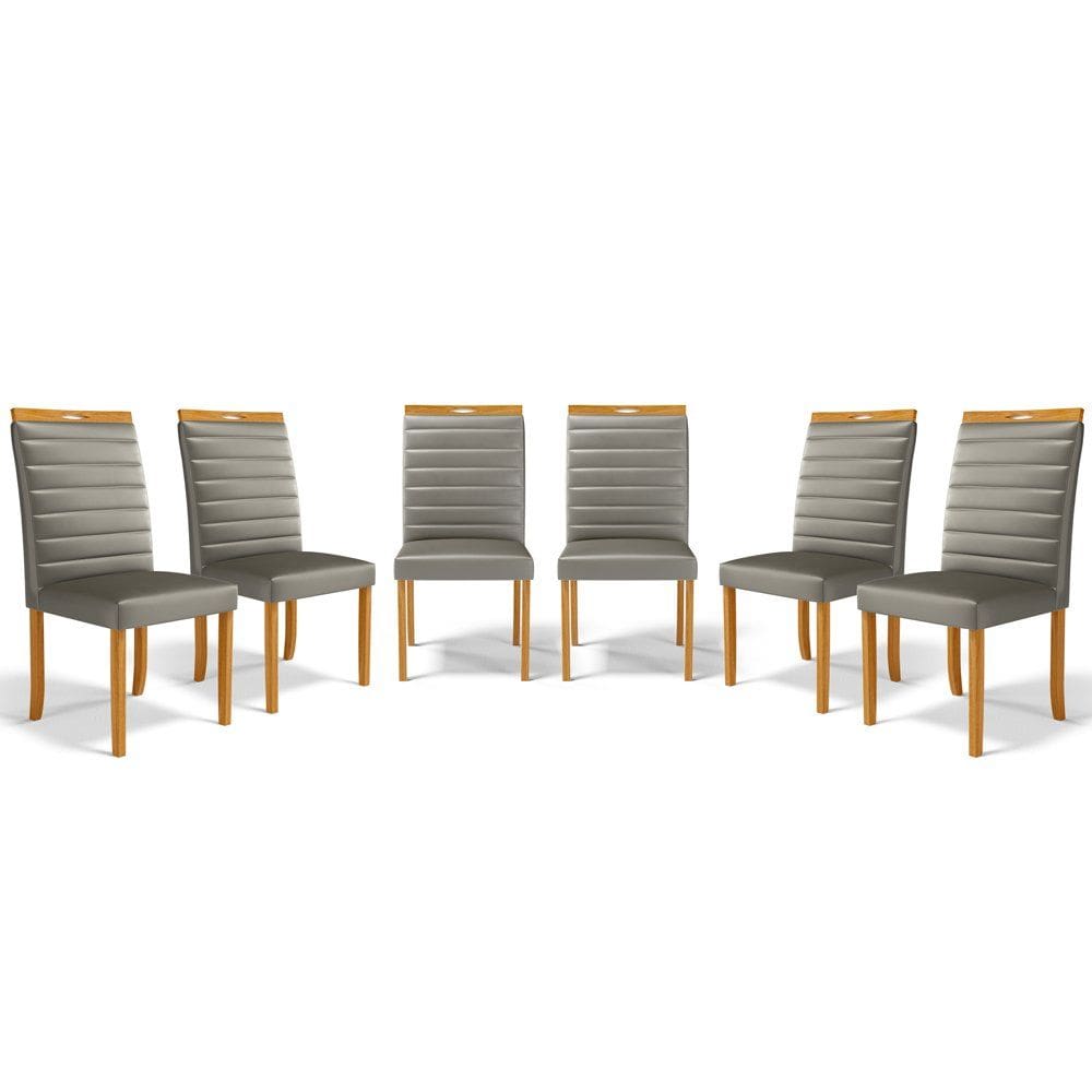 Kit Com 6 Cadeiras Sara Madeira Maciça Estofadas Para Mesa De Jantar