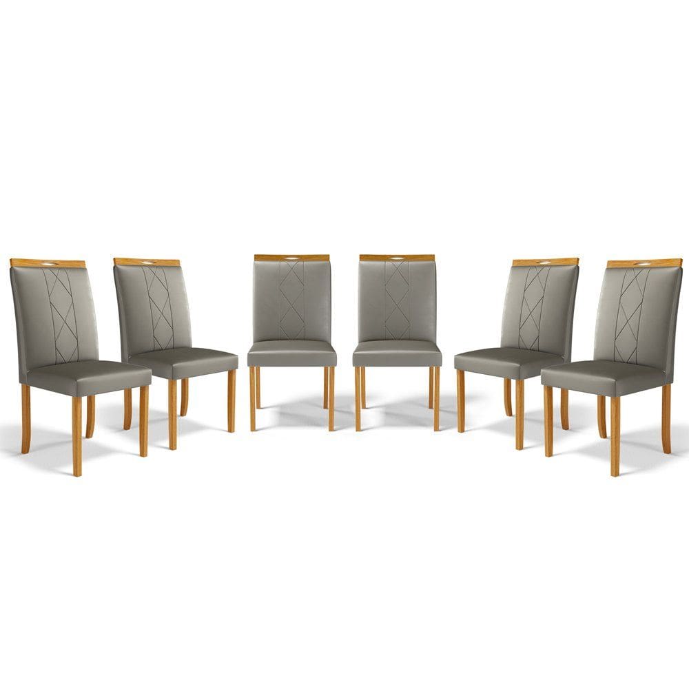 Kit Com 6 Cadeiras Ana Madeira Maciça Estofadas Para Mesa De Jantar