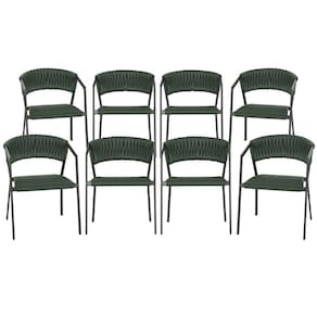8 Cadeiras Atenas Tricô Náutico e Alumínio com Proteção UV para Varanda, Cozinha, Área, Jardim - Pintura Preto