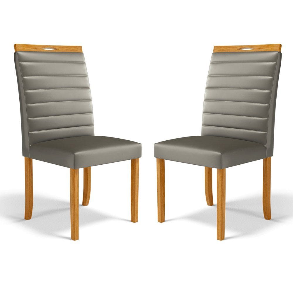 Kit Com 2 Cadeiras Sara Madeira Maciça Estofadas Para Mesa De Jantar