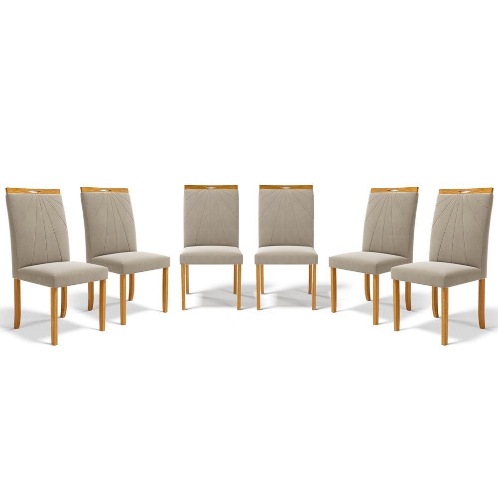 Kit Com 6 Cadeiras Maiara Madeira Maciça Estofadas Para Mesa De Jantar