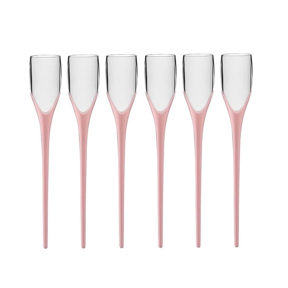 Kit 6 Taças Beach 210ml Rosa Bebê Boccatti Espumante Praia