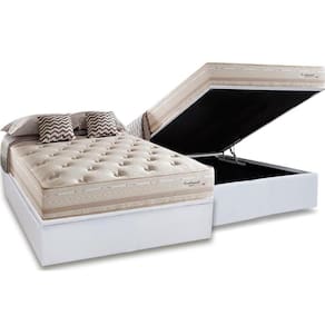 Cama Box Baú Casal: Colchão Molas Herval Maxspring Scotland + Base CRC Courano White(138x188)
