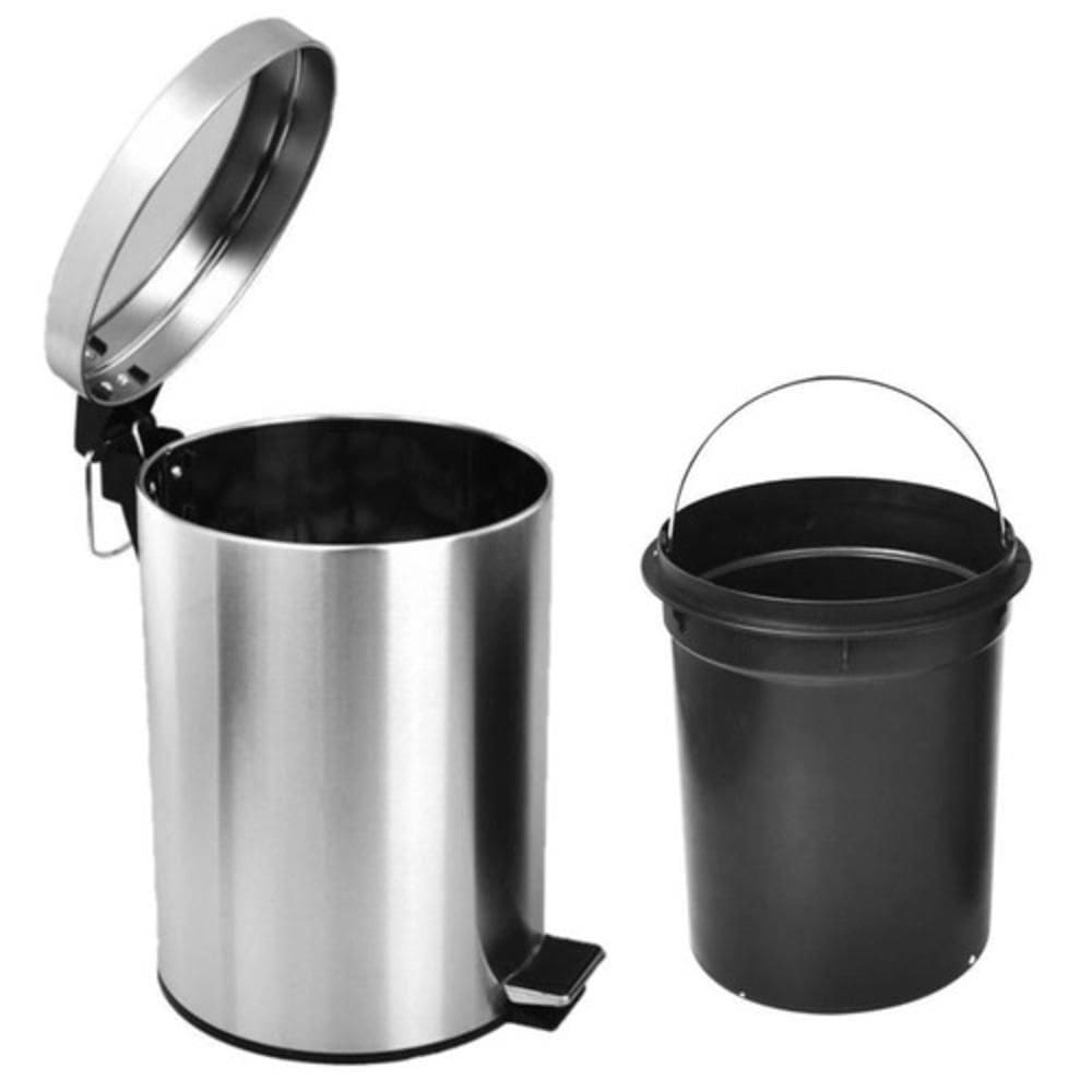 Lixeira Inox 3 Litros Pedal Cesto Lixo Removivel Prateado