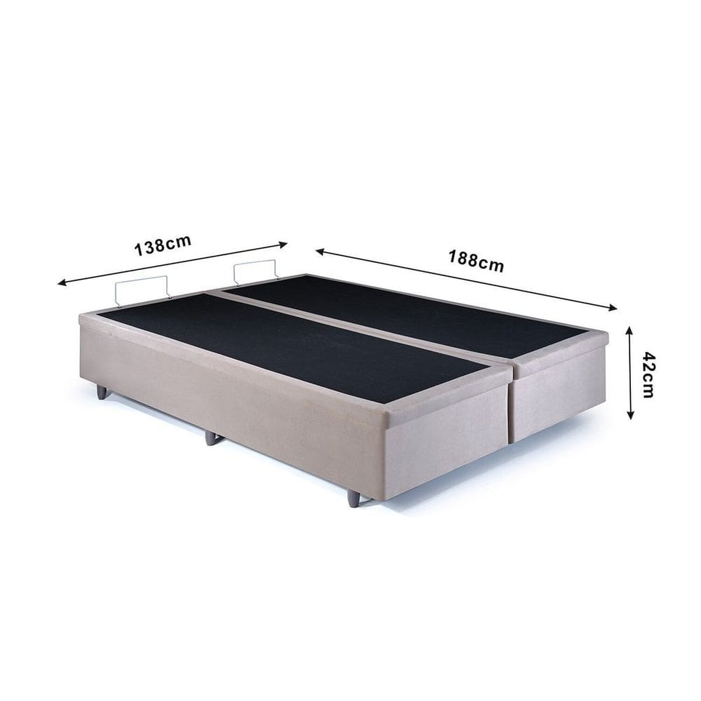 Base Box Baú Casal Bipartido 138x188x42cm com Pistão a Gás Bege