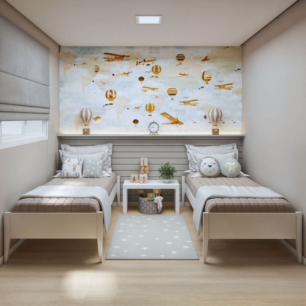 Quarto Infantil Completo com 2 Camas Sonho 90cm em Madeira Maciça Branco