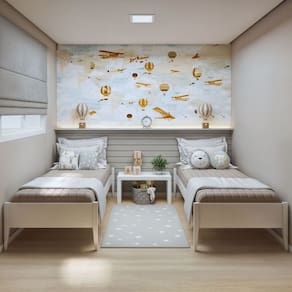 Quarto Infantil Completo com 2 Camas Sonho 90cm em Madeira Maciça Branco