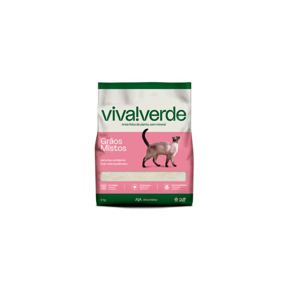 Areia Sanitária Biodegradável Gatos Viva Verde Vida Descomplicada 4kg Rosa
