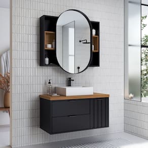 Gabinete de Banheiro Toucador 90cm Bianca Preto