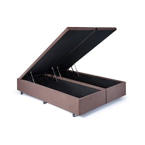 Base Box Baú Casal Bipartido 138x188x42cm com Pistão a Gás Marrom