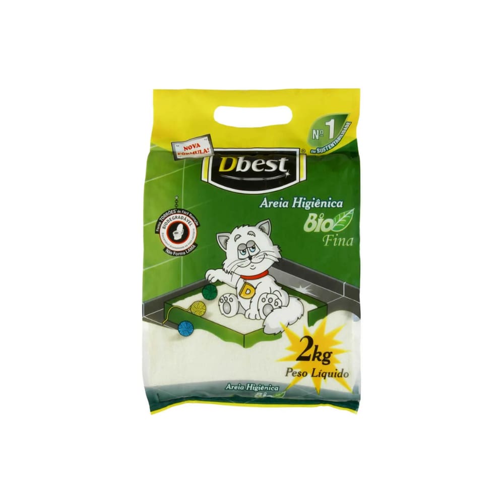 Areia Sanitária Biodegradável Para Gatos Dbest 2 kg Fina