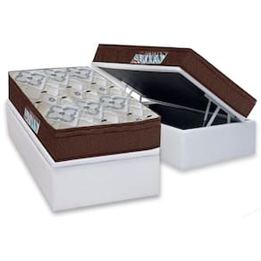 Cama Box Baú Solteiro: Colchão Espuma D45 Ortobom / EP ISO 150 Mega Firme + Base CRC Courano White(88x188)