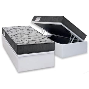 Cama Box Baú Solteiro: Colchão Espuma D33 Ortobom / EP ISO 100 Ultra Firme + Base CRC Courano White(88x188)