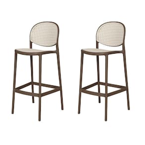 Kit 2 Banquetas Positano Fratini 108 cm (altura) Polipropileno Cinza Tramas Nude Simulando Rattan