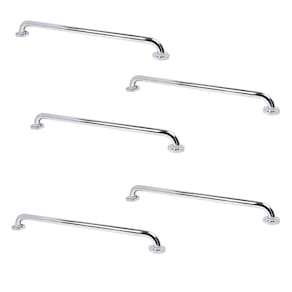 Alça de Apoio Inox Barra 80cm Kit 5 Uni Acessibilidade Idoso Deficiente Cadeirante Box Banheiro Suporte Corrimao Segurança