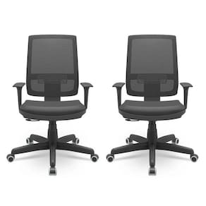 Kit 2 Cadeiras para Escritório Ergonômica Presidente Brizza Nr17 Plaxmetal Preto