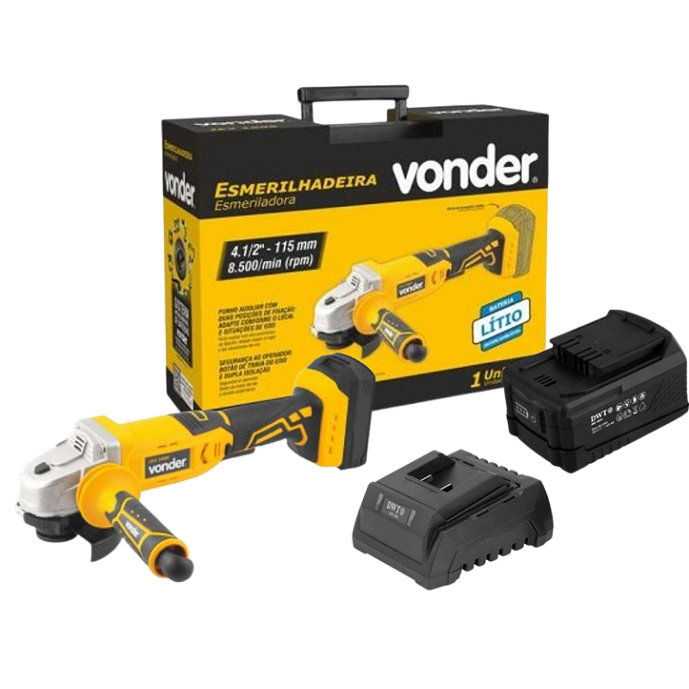 Esmerilhadeira Vonder 4.1/2 IEV 1808 + 1 Bateria DWT 18V 4Ah