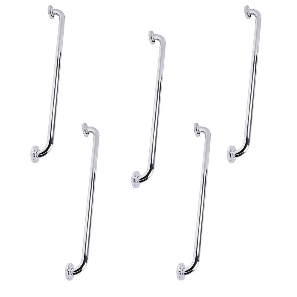 Alça de Apoio 80cm Barra Inox Suporte Kit 5 Unidades Idoso Cadeirante Deficiente Acessibilidade Banheiro Box
