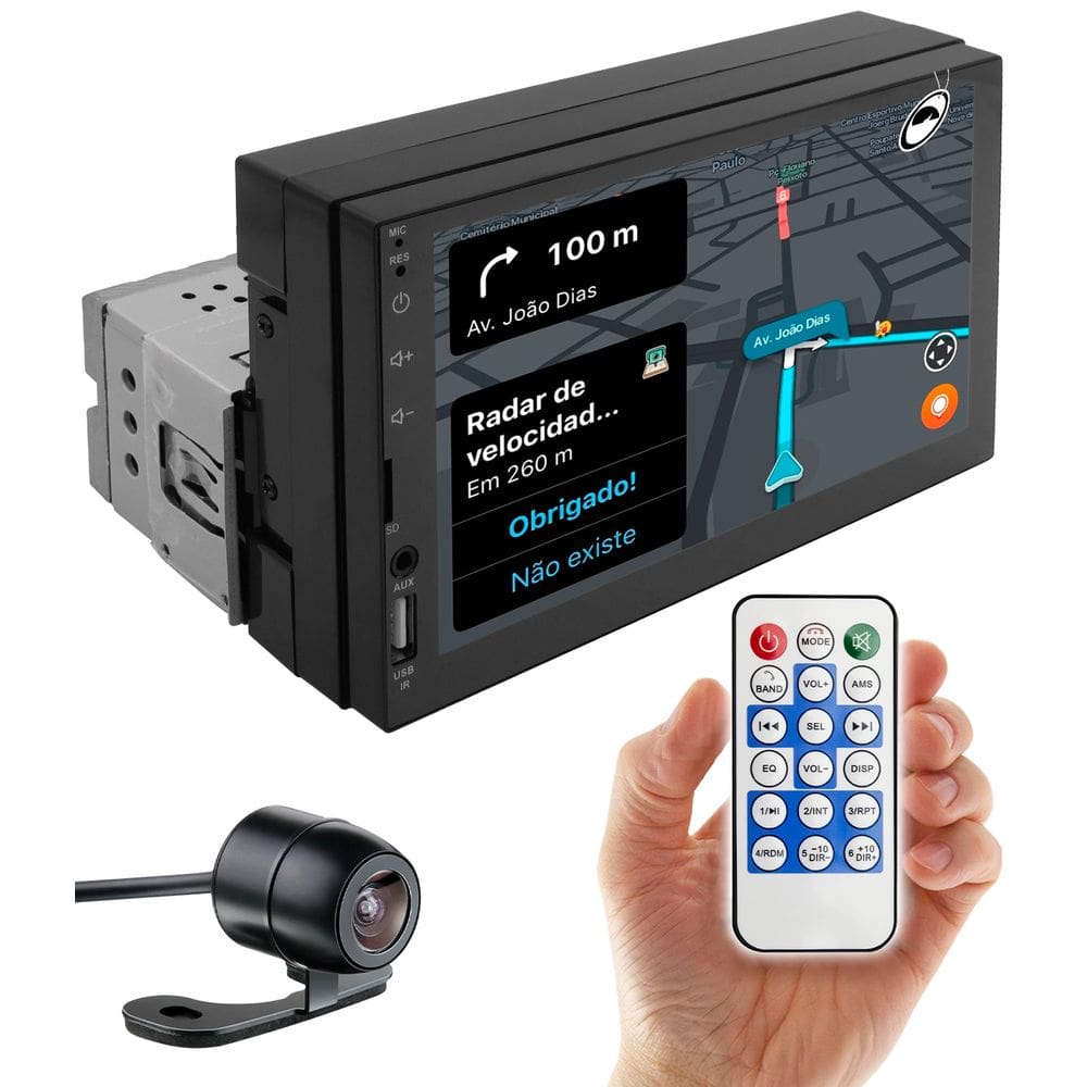 Multimídia H-tech HT-2722 Carcaça 1 Din Tela 7" Polegadas Bluetooth Espelhamento + Câmera Ré