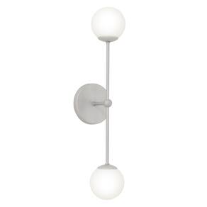 Arandela Parede Luminária Bolinha 2 Globos Vidro Hall Prata