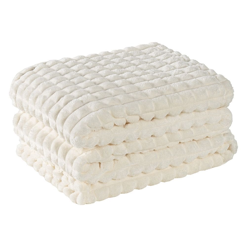 Cobertor Comfy Queen Manta Ultrasoft Alto Relevo Super Macia - Marfim - Palha