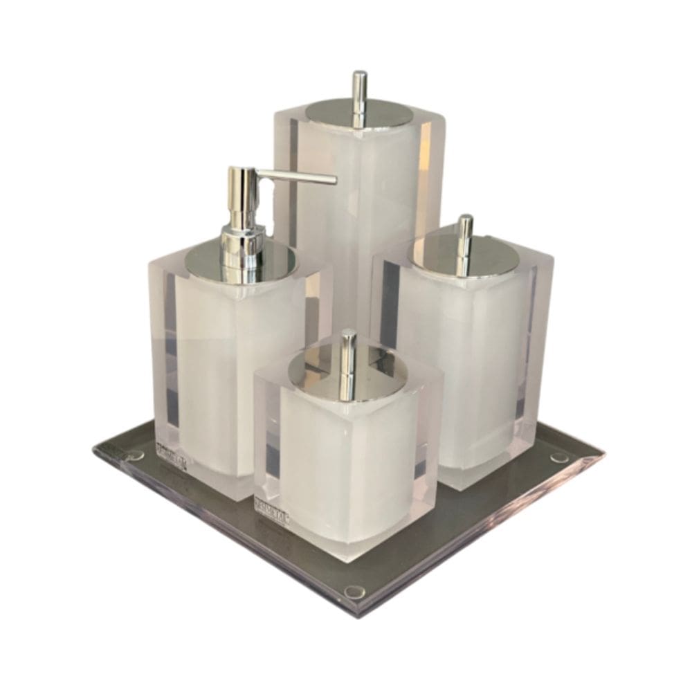 Conjunto Banheiro 4 Pçs Em Resina Cristal - Cromado