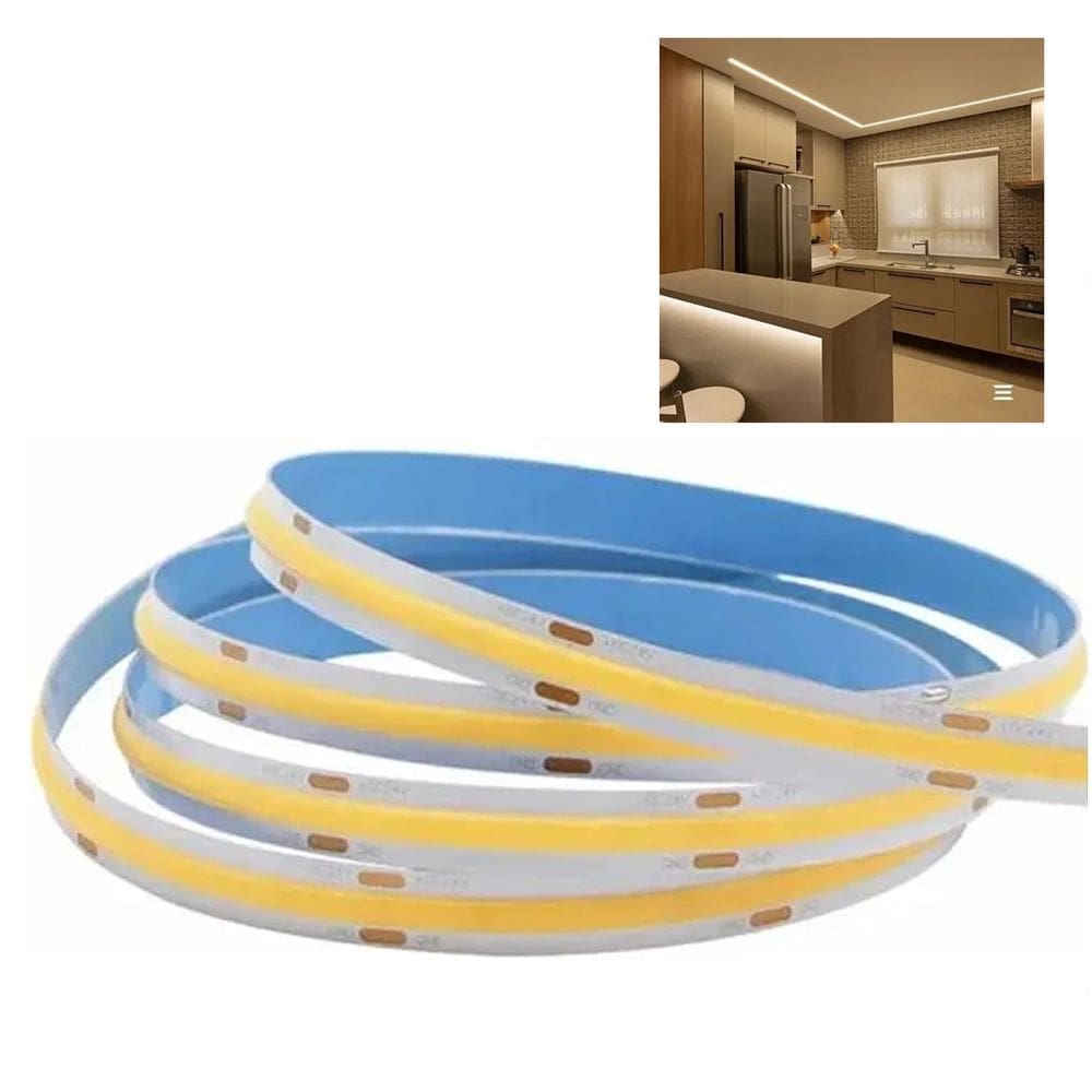 Fita LED 4000K COB 12v IP20 5 Metros 18w Teto Rebaixado Perfil Espelho Sanca Gesso Iluminaçao Profissional Loja Casa