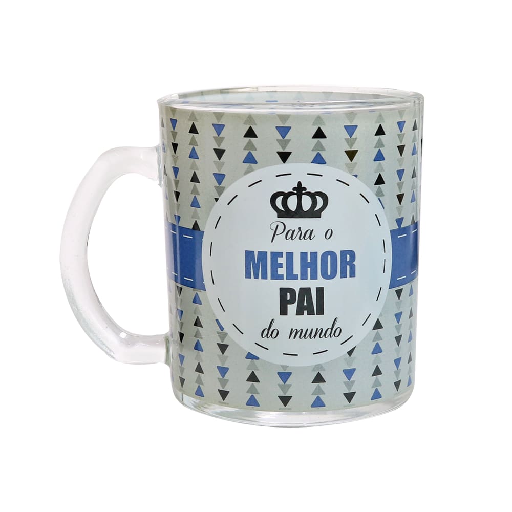 Caneca De Vidro Transparente Com Frase Pai 380Ml
