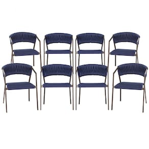8 Cadeiras Atenas Tricô Náutico e Alumínio com Proteção UV para Varanda, Cozinha, Área, Jardim - Pintura Marrom