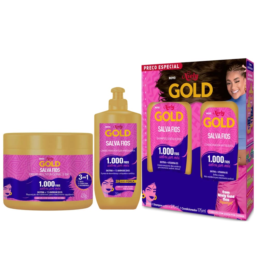 Kit Niely Gold Salva Fios 4 Itens