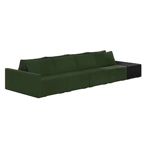 Sofá Ilha 4 Lugares Living 472cm Modulado Sala Lary Veludo Verde/PU Pto K01 - D`Rossi