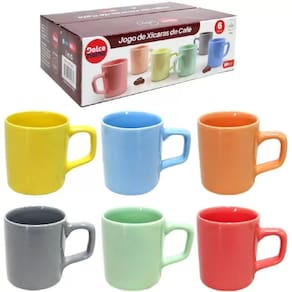 Jogo De Xícaras De Café Colorida 6 Peças 80 Ml D0CA54