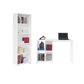 Conjunto Para Escritório Com Mesa 4 Nichos e Estante Artely
