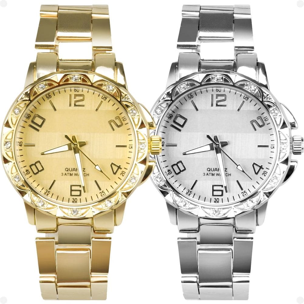 Relogio aço inox + relogio feminino prova dagua banhado