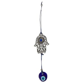 Mão De Deus Hamsa Olho Grego Porta 30Cm Metal Niquel Patuá