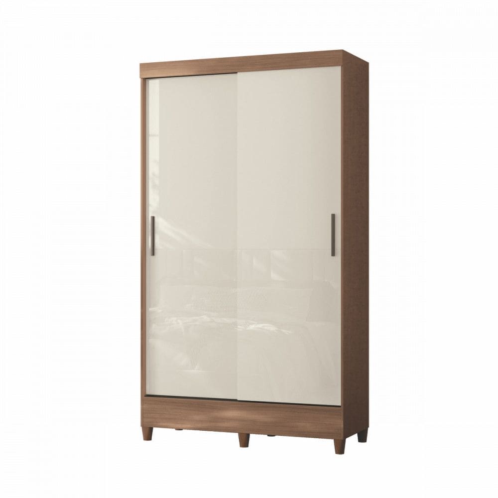 Guarda Roupa Solteiro com Pés 2 Portas de Correr Jequitiba Off White New Opção