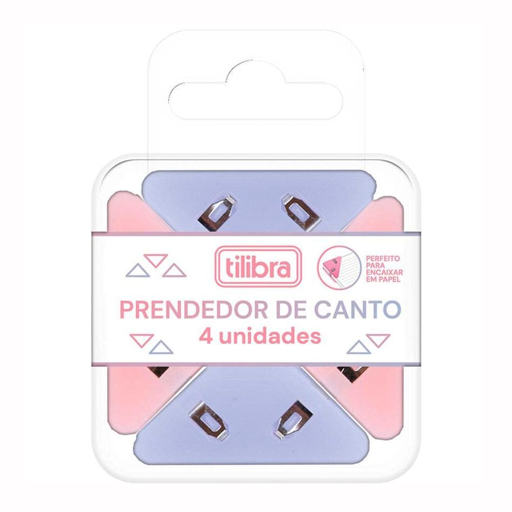 Prendedor de papel triangular 32mm com 4 unidades - Tilibra