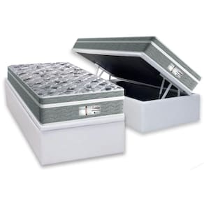 Cama Box Baú Solteiro: Colchão Molas MasterPocket Ensacadas Probel ProDormir Evolution + Base CRC Courano White(88x188)
