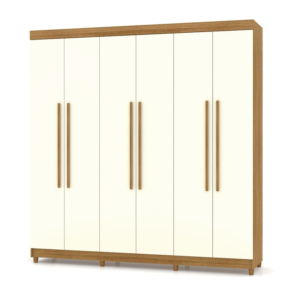 Guarda Roupa Casal 6 Portas 218 cm Elegância Nature/Champanhe -  Pallazio