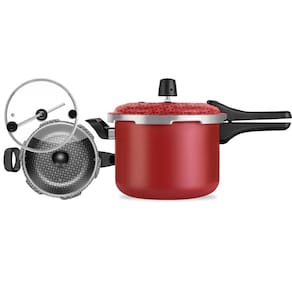 Kit Panelas de Pressão Com 3 Tampas Vermelho Conjunto Versátil Patolux